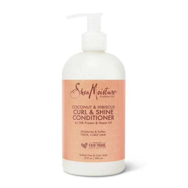 sheamoisture coconut and hibiscus curl and shine conditioner to restore and