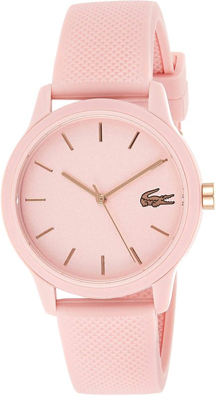 lacoste womens 12 12 pink silicone strap pink dial 2001065
