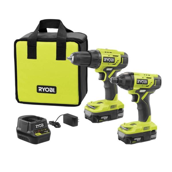 one 18v lithium ion cordless 2 tool combo kit w drill driver impact 1