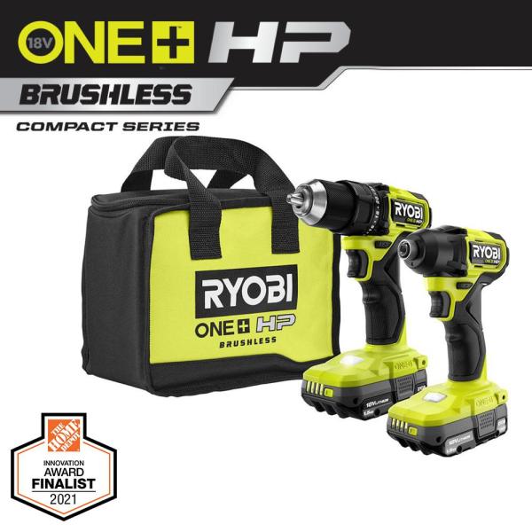 one hp 18v brushless cordless compact 1 2 in drill and impact driver kit