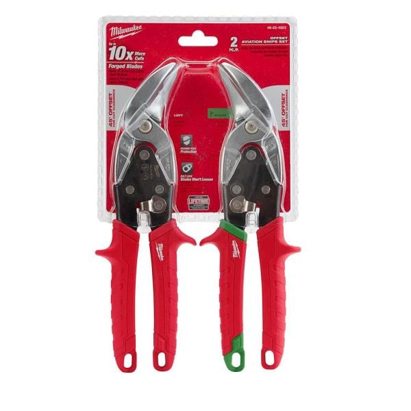 left and right offset aviation snips 2 pack